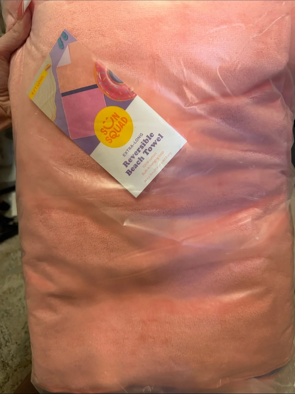 Reversible Beach Towel - Soft Coral Pink